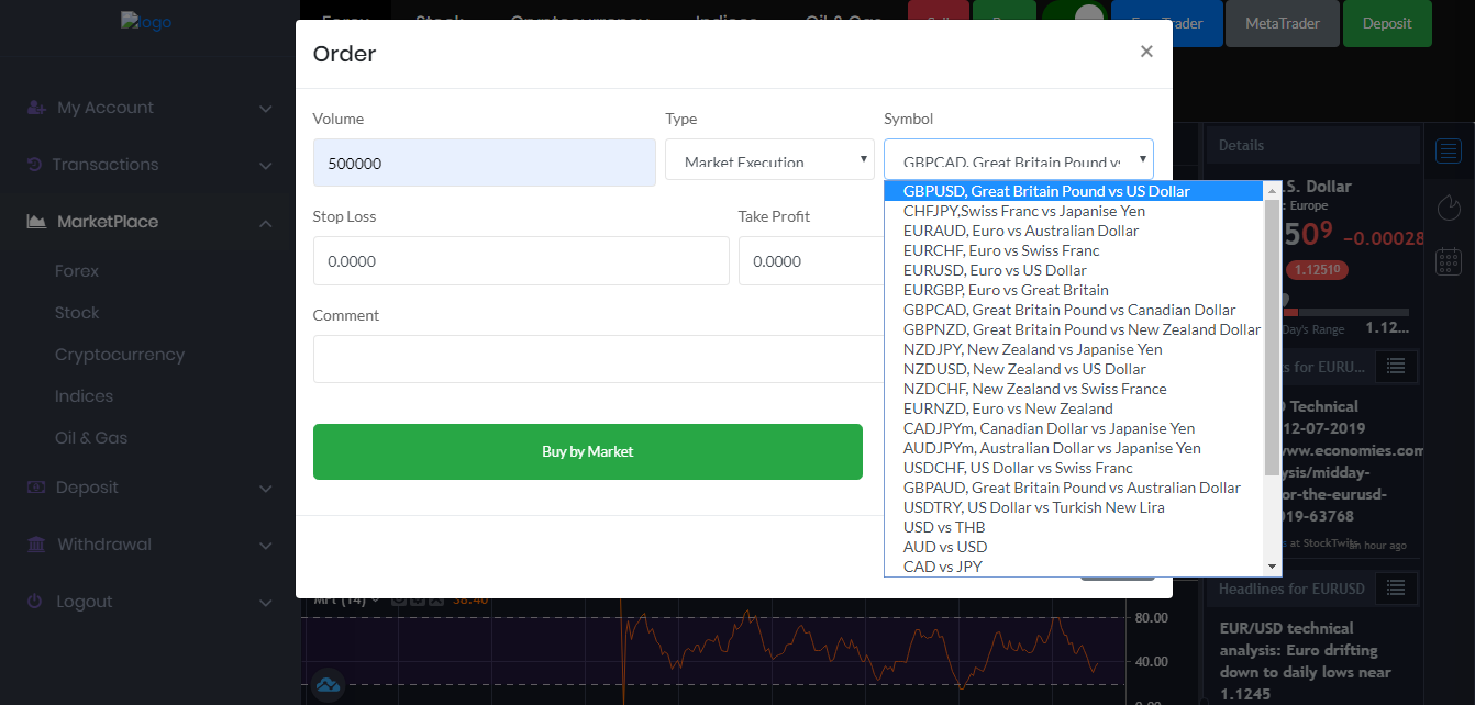Download IU Option Script - A Responsive Binary Option Trading & Forex Investment Script In Dark Dashboard